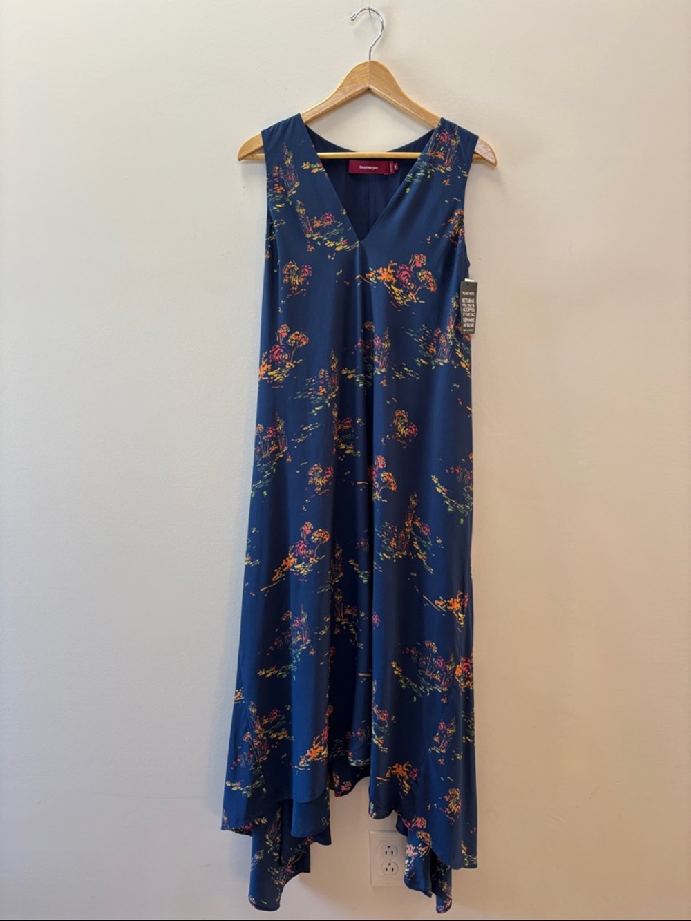 Sies Marjan Navy Floral Sleeveless High-Low Dress